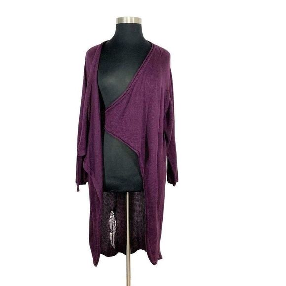 e Frequence 1 OS Purple Cardigan Sweater Art To Wear Lagenlook Boho Feathers - Picture 8 of 14